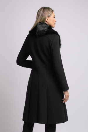 Palton SENTIERRI negru din lână cu blană detașabilă [6]