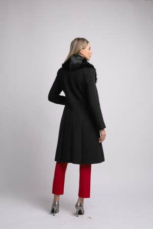 Palton SENTIERRI negru din lână cu blană detașabilă [2]