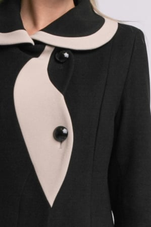 Palton SENTIERRI negru din lână cu detaliu contrastant [2]