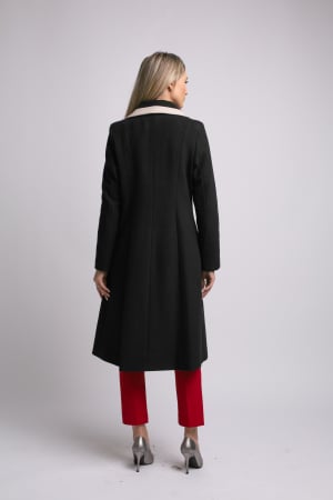 Palton SENTIERRI negru din lână cu detaliu contrastant [3]