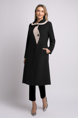 Palton SENTIERRI negru din lână cu detaliu contrastant [1]
