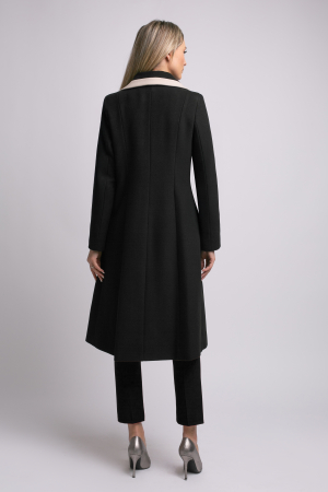 Palton SENTIERRI negru din lână cu detaliu contrastant [3]