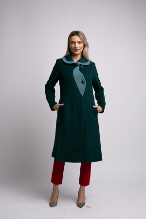 Palton SENTIERRI verde din lână cu detaliu contrastant [1]