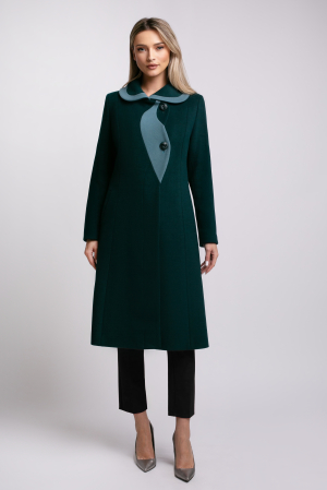 Palton SENTIERRI verde din lână cu detaliu contrastant [1]