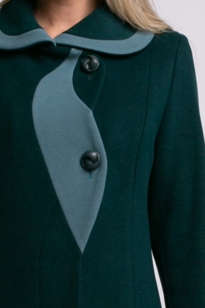 Palton SENTIERRI verde din lână cu detaliu contrastant [4]