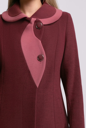 Palton SENTIERRI vișiniu din lână cu detaliu contrastant [5]