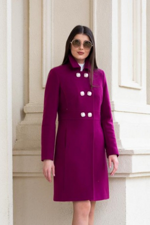 PALTOANE, GECI ȘI VESTE - Palton Verona fucsia din lână cu nasturi