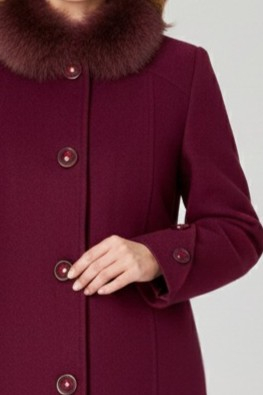 Palton Viada bodo din lână cu guler detașabil din blană naturală [1]