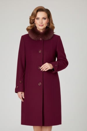 COLECȚIE NOUĂ - Palton Viada bodo din lână cu guler detașabil din blană naturală