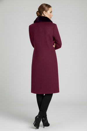 Palton Viada mov din lână cu guler detașabil din blană naturală [1]