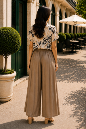 Fustă pantalon maro din vâscoză fină [1]