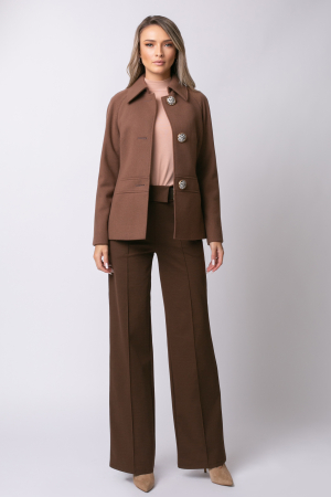 Pantaloni casual largi maro cu dungă [1]