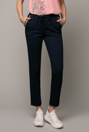 PANTALONI - Pantaloni Margo casual bleumarin cu dungă