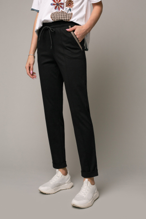 PANTALONI - Pantaloni Margo casual negri cu dungă