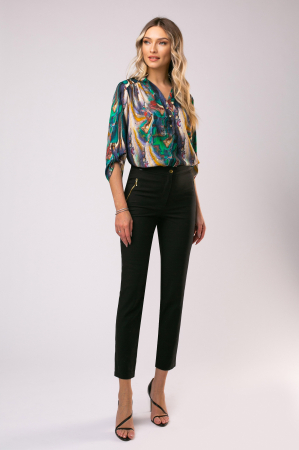 Pantaloni Miko negri cu buzunare decorative [5]
