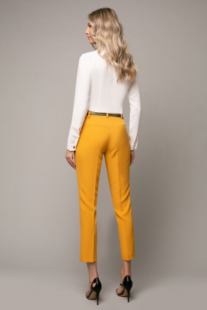 Pantaloni Natalia office galben cu dungă [3]