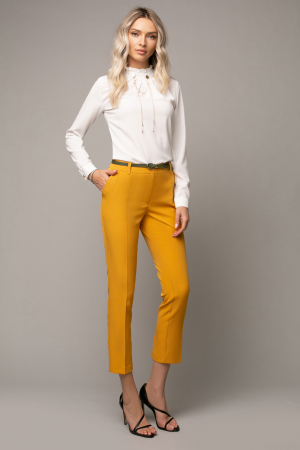 Pantaloni Natalia office galben cu dungă [1]