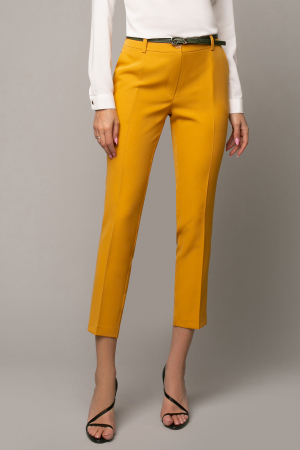PANTALONI - Pantaloni Natalia office galben cu dungă