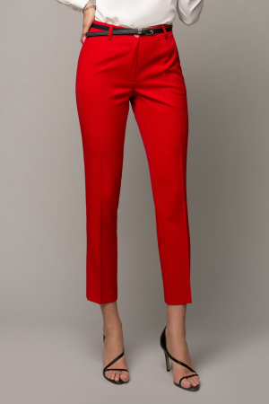 PANTALONI - Pantaloni Natalia office roșu cu dungă