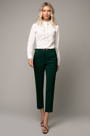 Pantaloni Natalia office verde cu dungă [1]