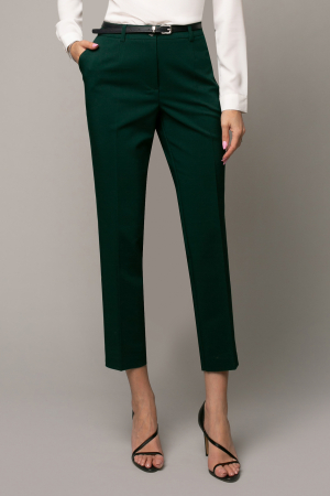 PANTALONI - Pantaloni Natalia office verde cu dungă