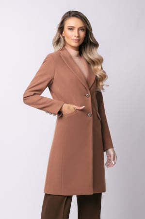 COLECȚIE NOUĂ - Pardesiu Carol camel din lână cu nasturi