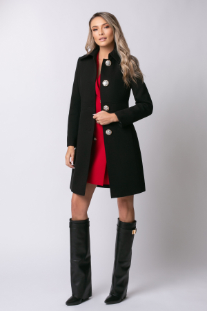 Palton SENTIERRI negru din lână cu nasturi animal print [6]