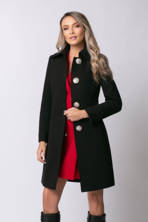 Palton SENTIERRI negru din lână cu nasturi animal print [2]