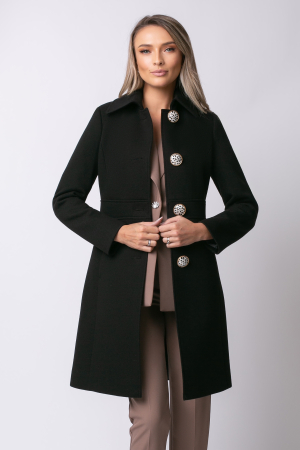 Palton SENTIERRI negru din lână cu nasturi animal print [5]