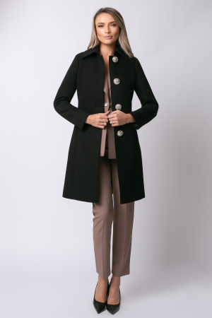 Palton SENTIERRI negru din lână cu nasturi animal print [1]