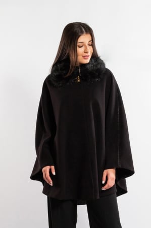 COLECȚIE NOUĂ - Pelerină SENTIERRI neagră mărime mare din lână