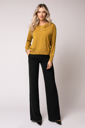 Pulover Deea muștar cu guler și nasturi decorativi [4]