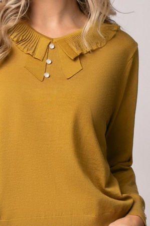 Pulover Deea muștar cu guler și nasturi decorativi [6]