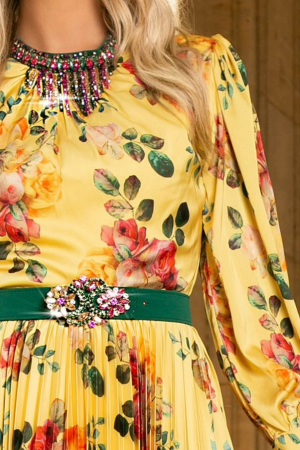 Rochie Amalfi galbenă accesorizată cu pietricele [4]