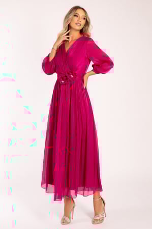 ROCHII - Rochie Dia fucsia mărime mare cu flori 3D