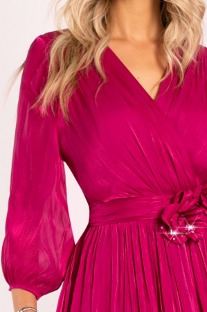 Rochie Dia fucsia mărime mare cu flori 3D [4]