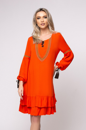 Rochie Ana din bumbac cu broderie pe bust și mâneci [5]