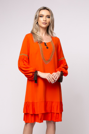 ROCHII BOHO STYLE - Rochie Ana din bumbac cu broderie pe bust și mâneci