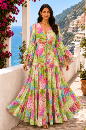 ROCHII - Rochie Anais Boho style lungă din mătase