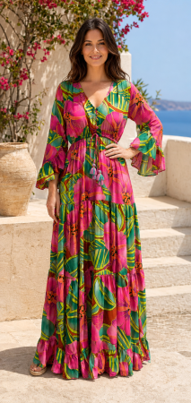 ROCHII - Rochie Anais Boho style lungă din mătase
