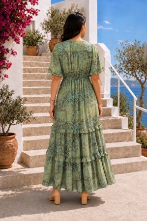 Rochie Anais Boho style lungă din mătase [2]
