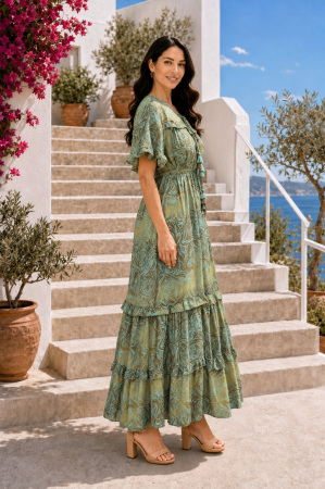 Rochie Anais Boho style lungă din mătase [4]