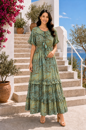 ROCHII - Rochie Anais Boho style lungă din mătase