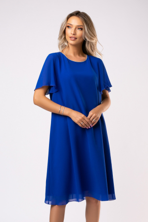 ROCHII DE OCAZIE - Rochie Andia de ocazie albastră mărime mare accesorizată cu ștrasuri