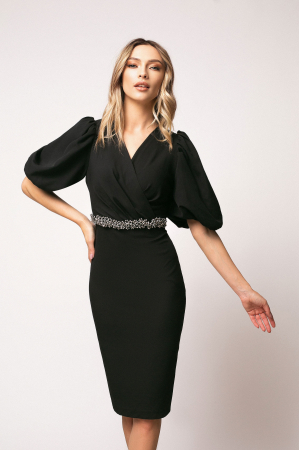 Rochie Aria de ocazie neagră accesorizată în talie [1]