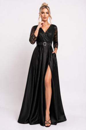 ROCHII DE BOTEZ - Rochie Aura lungă de ocazie, mărime mare cu dantelă