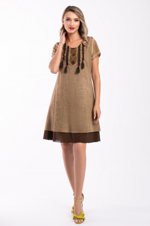 Rochie bej din bumbac cu bust accesorizat [1]