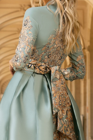 Rochie Bety verde mint din tafta tip chimono [8]