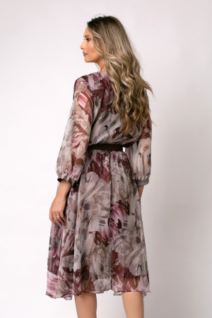Rochie burgund mărime mare cu imprimeu floral [2]