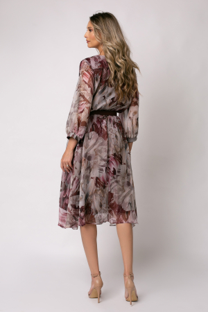 Rochie burgund mărime mare cu imprimeu floral [6]